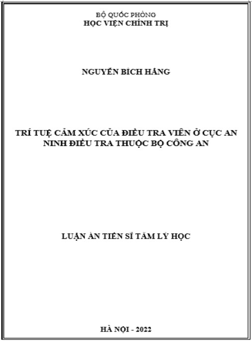 Luận án Trí tuệ cảm xúc của điều tra viên ở Cục An ninh điều tra thuộc Bộ Công an