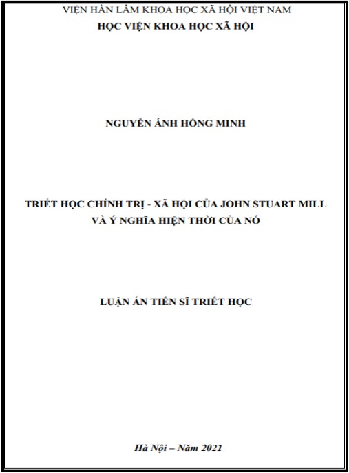 Luận án Triết học chính trị – xã hội của John Stuart Mill và ý nghĩa hiện thời của nó