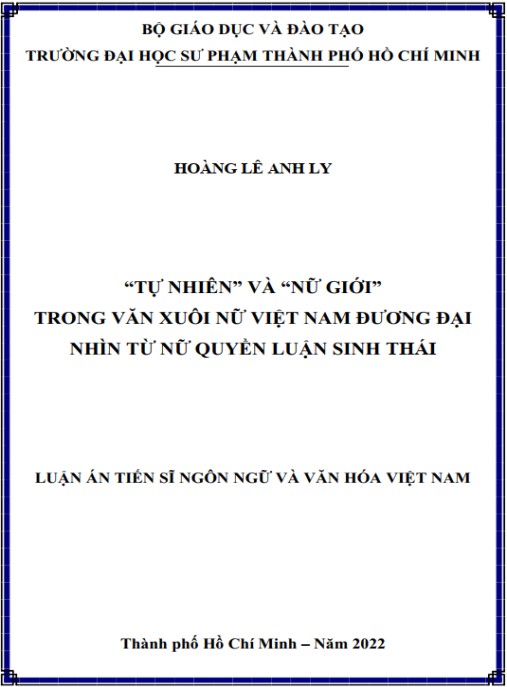 Luận án “Tự nhiên” và “nữ giới” trong văn xuôi nữ Việt Nam đương đại nhìn từ nữ quyền luận sinh thái