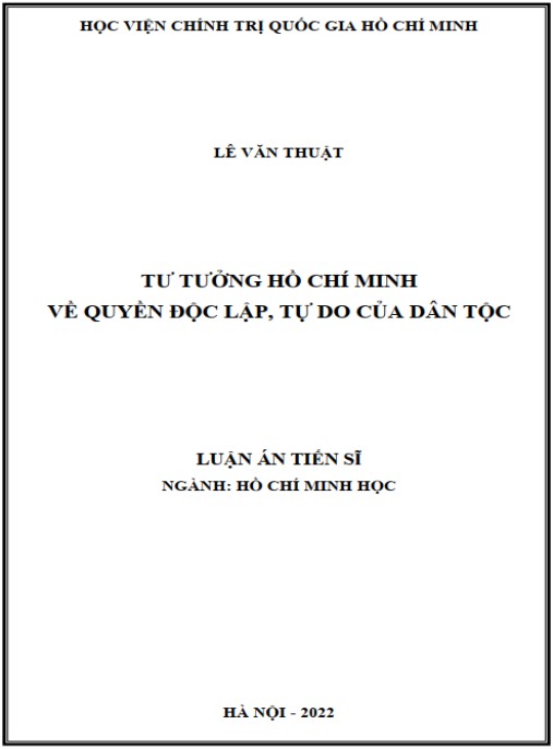 Luận án Tư tưởng Hồ Chí Minh về quyền độc lập – tự do của dân tộc