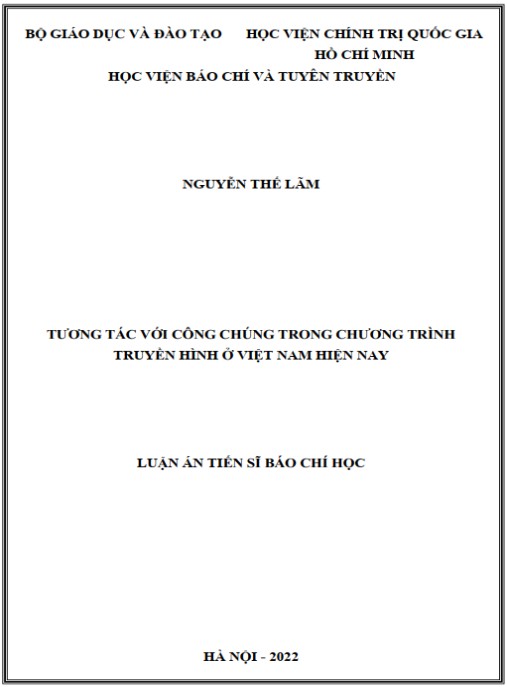Luận án Tương tác với công chúng trong chương trình truyền hình ở Việt Nam hiện nay