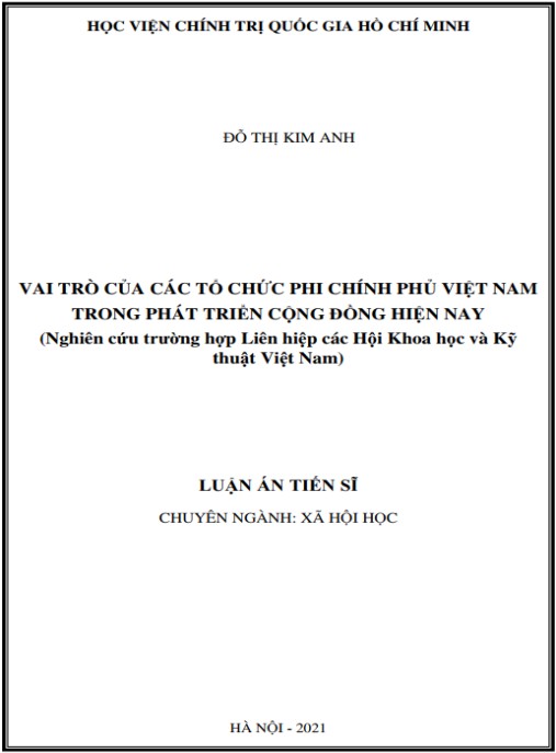 Luận án Vai trò của các tổ chức phi chính phủ Việt Nam trong phát triển cộng đồng hiện nay