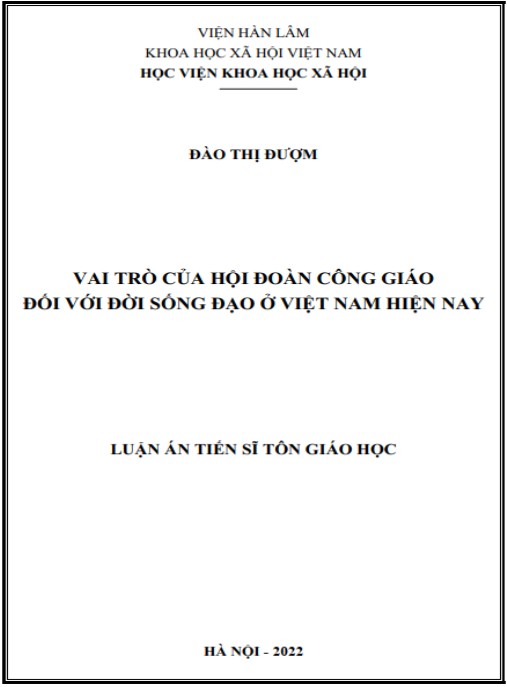 Luận án Vai trò của hội đoàn đối với đời sống đạo của Công giáo Việt Nam hiện nay