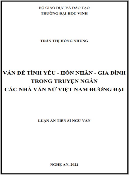 Luận án Vấn đề tình yêu – hôn nhân – gia đình trong truyện ngắn các nhà văn nữ Việt Nam đương đại