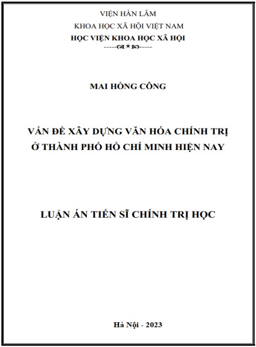 Luận án Vấn đề xây dựng văn hóa chính trị ở Thành phố Hồ Chí Minh hiện nay