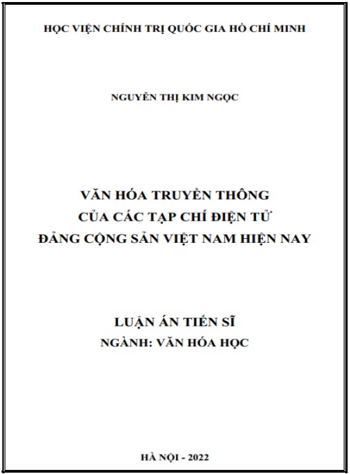Luận án Văn hóa truyền thông của các Tạp chí điện tử Đảng Cộng sản Việt Nam hiện nay