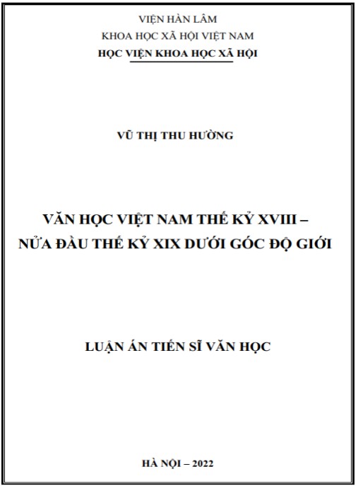 Luận án Văn học Việt Nam thế kỷ XVIII – nửa đầu thế kỷ XIX dưới góc độ giới