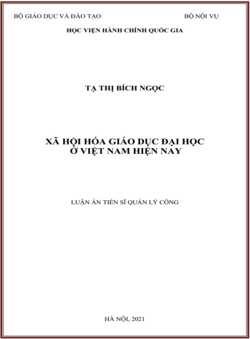 Luận án Xã hội hóa giáo dục đại học ở Việt Nam hiện nay