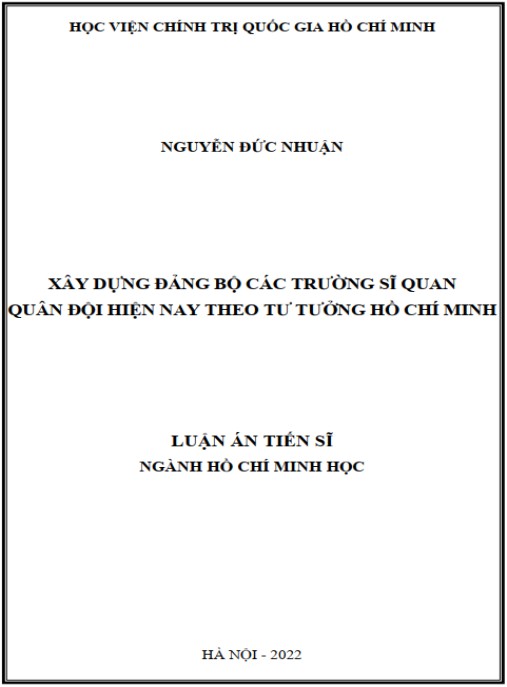 Luận án Xây dựng Đảng bộ các trường sĩ quan Quân đội hiện nay theo tư tưởng Hồ Chí Minh