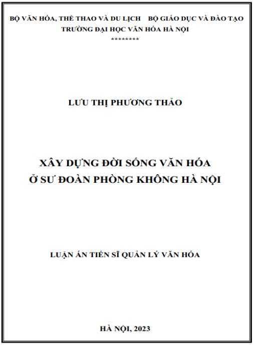 Luận án Xây dựng đời sống văn hóa ở Sư đoàn Phòng không Hà Nội