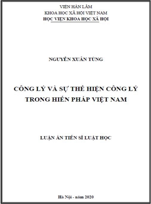 Luận án Công lý và sự thể hiện công lý trong Hiến pháp Việt Nam