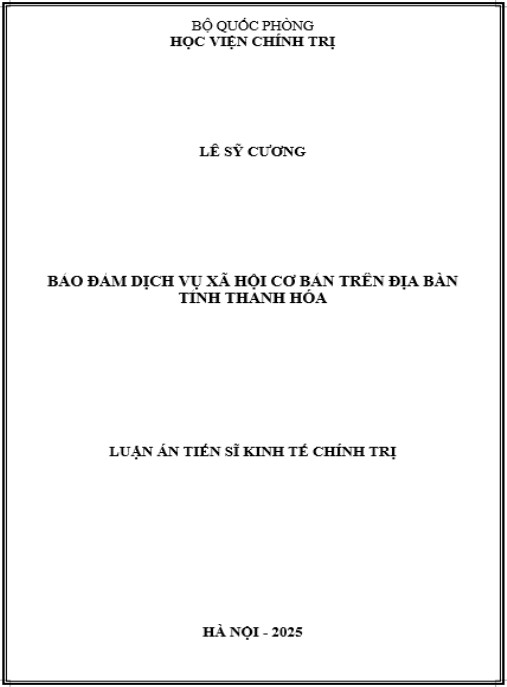 Luận án Bảo đảm dịch vụ xã hội cơ bản trên địa bàn tỉnh Thanh Hóa