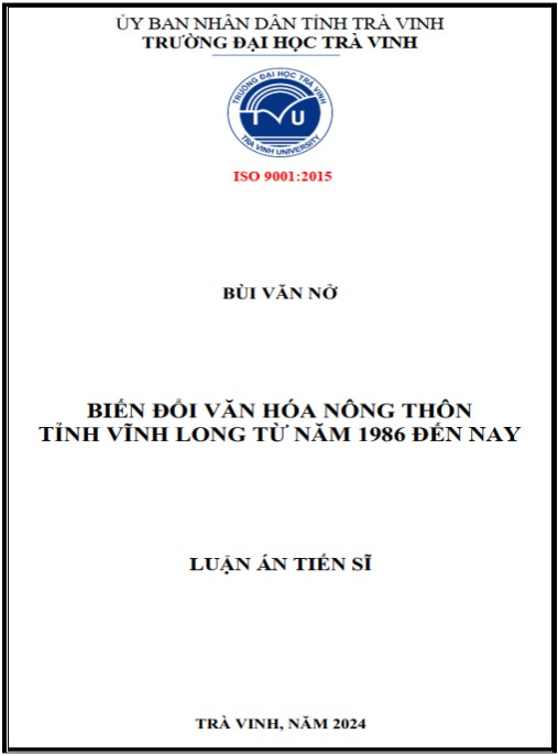 Luận án Biến đổi văn hóa nông thôn tỉnh Vĩnh Long từ năm 1986 đến nay