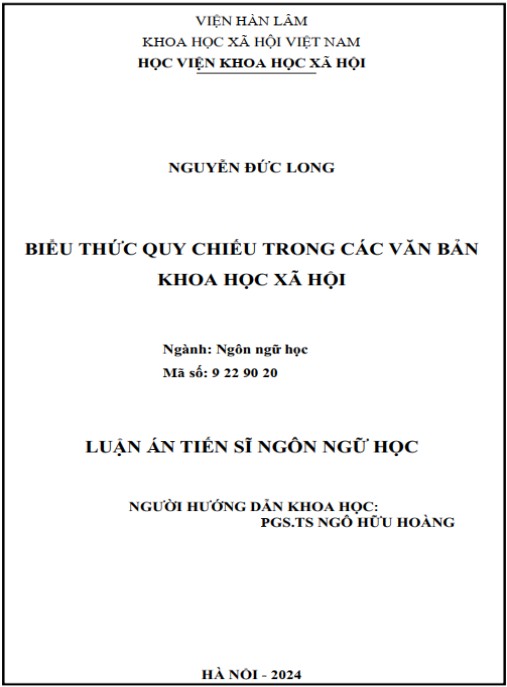 Luận án Biểu thức quy chiếu trong các văn bản khoa học xã hội