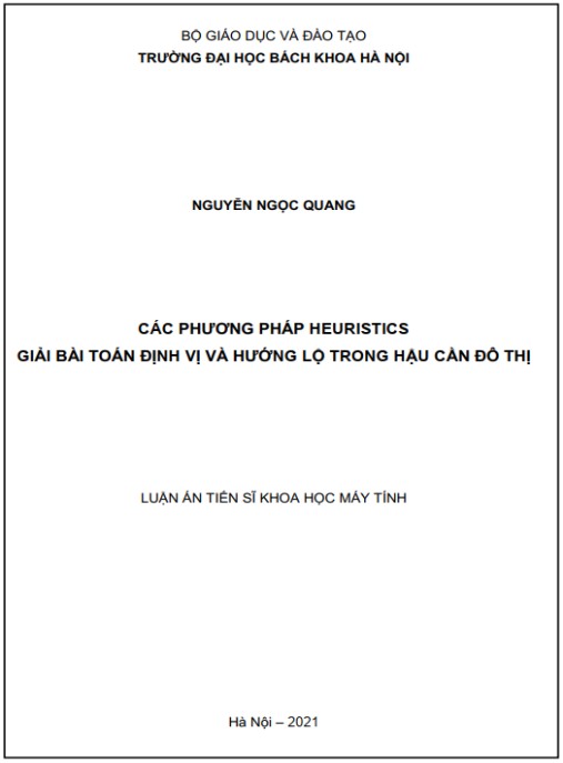 Luận án Các phương pháp heuristics giải bài toán định vị và hướng lộ trong hậu cần đô thị