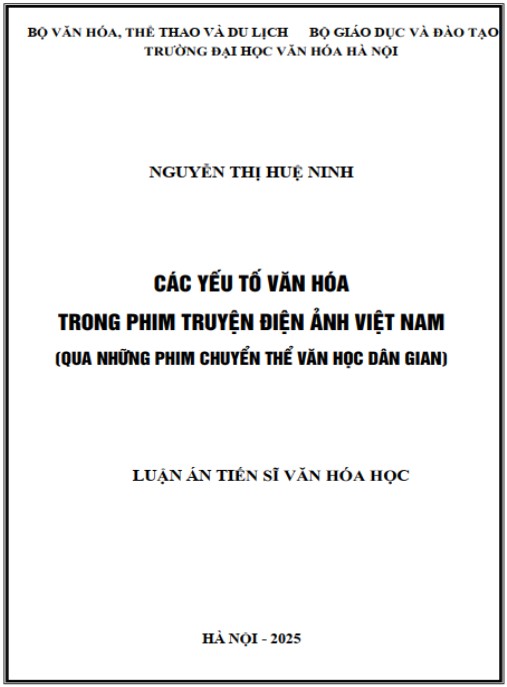 Luận án Các yếu tố văn hóa trong phim truyện điện ảnh Việt Nam (qua những phim chuyển thể văn học dân gian)