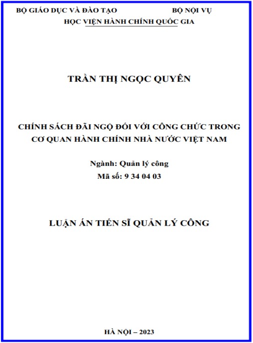 Luận án Chính sách đãi ngộ đối với công chức trong cơ quan hành chính nhà nước Việt Nam