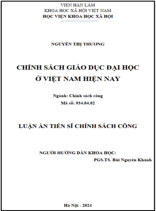 Luận án Chính sách giáo dục đại học ở Việt Nam hiện nay
