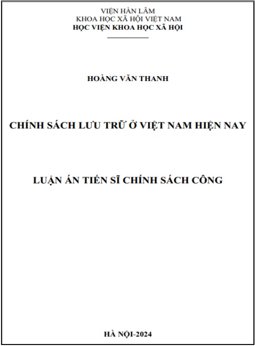 Luận án Chính sách lưu trữ ở Việt Nam hiện nay
