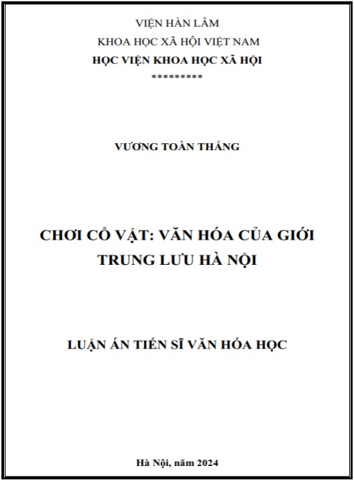 Luận án Chơi cổ vật – Văn hóa của giới trung lưu Hà Nội