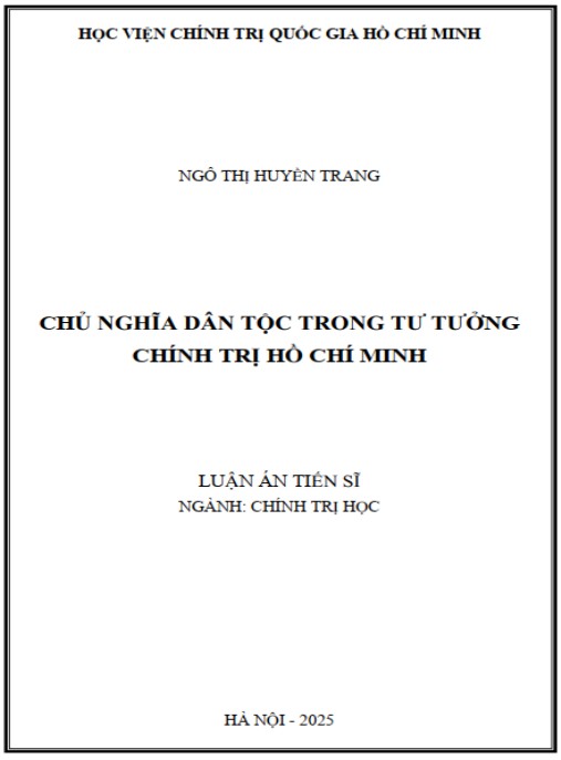Luận án Chủ nghĩa dân tộc trong tư tưởng chính trị Hồ Chí Minh