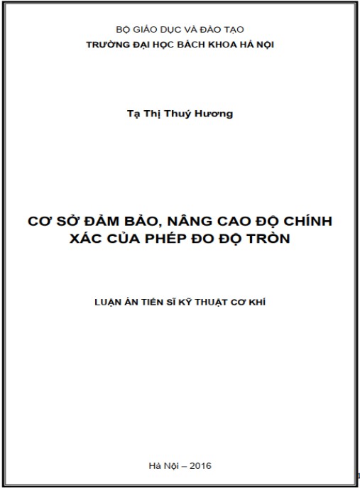 Luận án Cơ sở đảm bảo, nâng cao độ chính xác của phép đo độ tròn