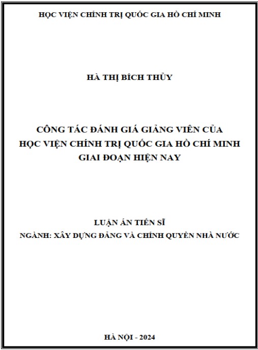 Luận án Công tác đánh giá giảng viên của Học viện Chính trị quốc gia Hồ Chí Minh giai đoạn hiện nay