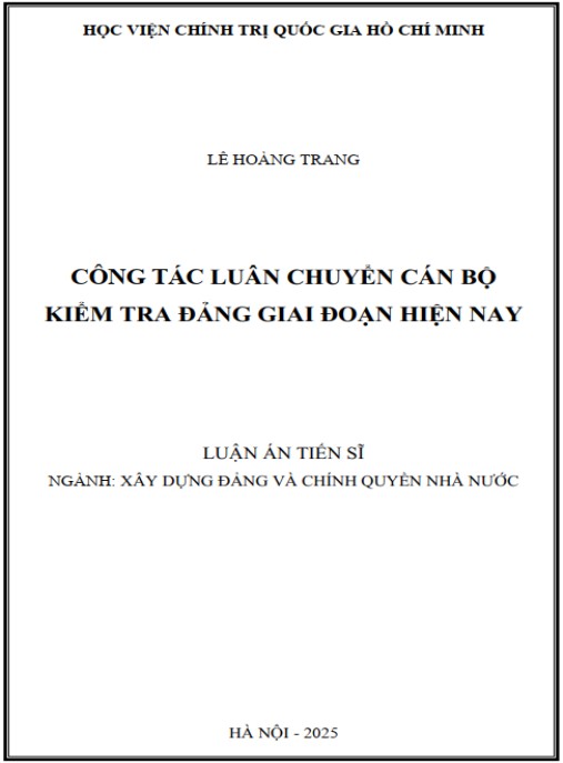 Luận án Công tác luân chuyển cán bộ kiểm tra Đảng giai đoạn hiện nay