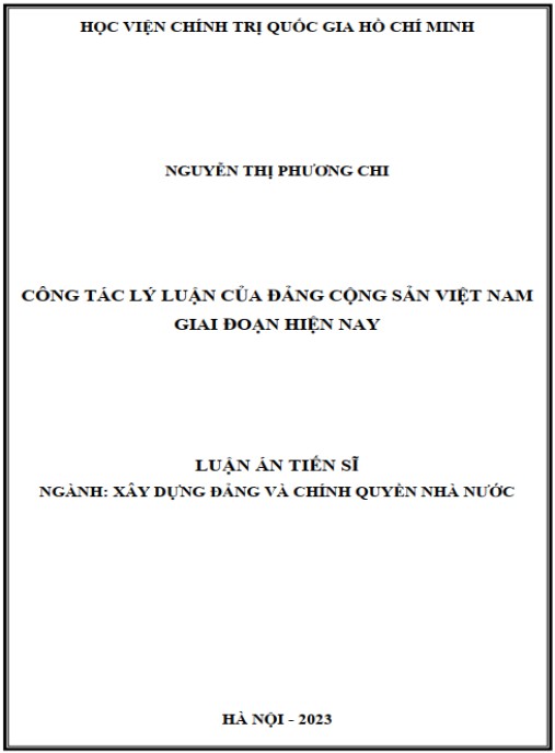 Luận án Công tác lý luận của Đảng Cộng sản Việt Nam giai đoạn hiện tại