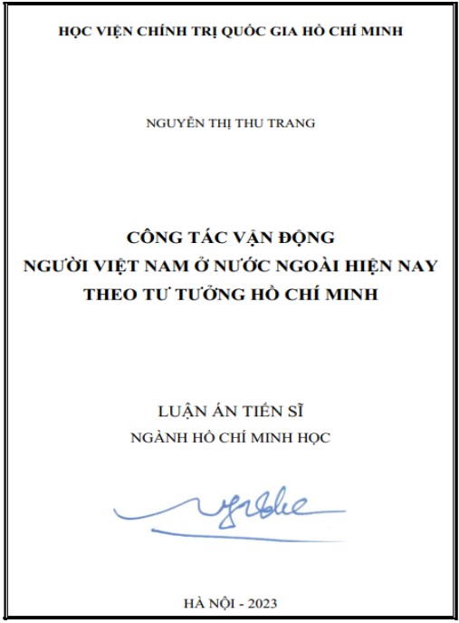 Luận án Công tác vận động người Việt Nam ở nước ngoài hiện nay theo tư tưởng Hồ Chí Minh