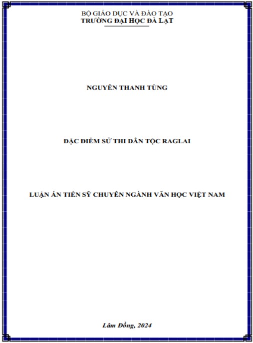 Luận án Đặc điểm sử thi dân tộc Raglai