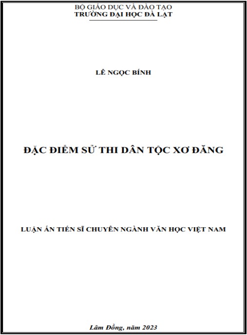 Luận án Đặc điểm sử thi dân tộc Xơ Đăng
