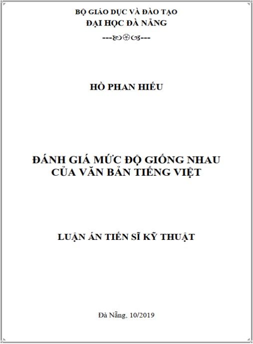 Luận án Đánh giá mức độ giống nhau của văn bản tiếng việt