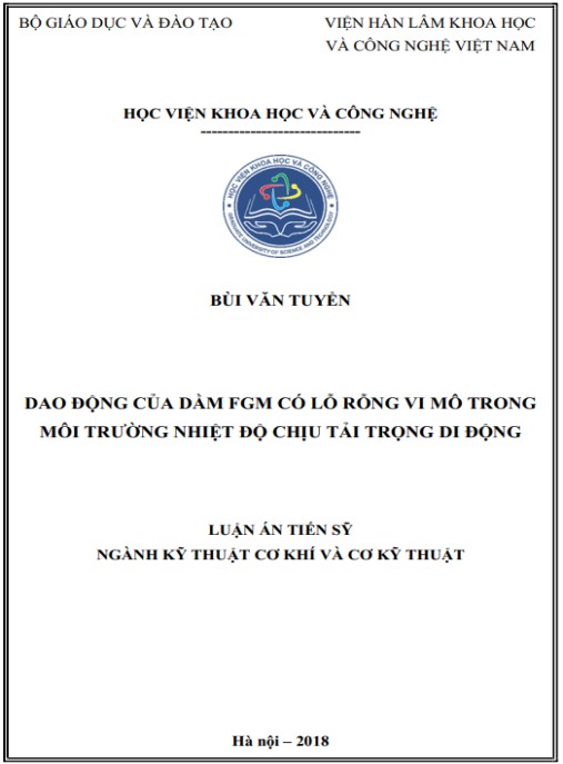 Luận án Dao động của dầm FGM cõ lỗ rỗng vi mô trong môi trường nhiệt độ chịu tải trọng di động
