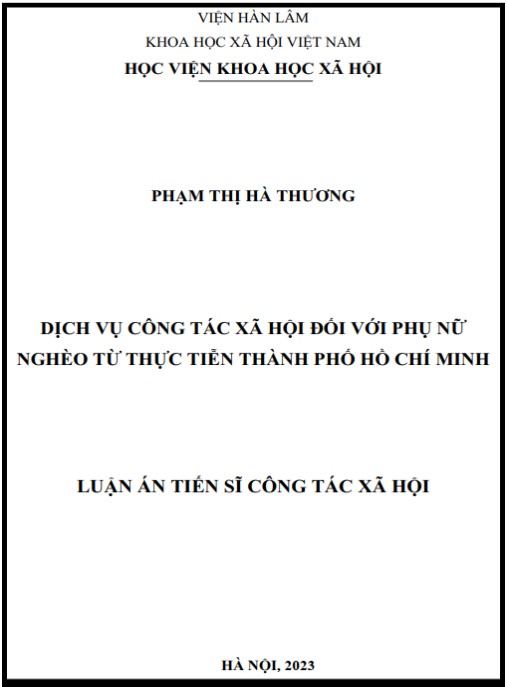 Luận án Dịch vụ công tác xã hội đối với phụ nữ nghèo từ thực tiễn Thành phố Hồ Chí Minh