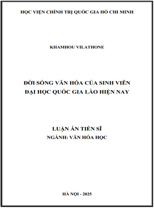 Luận án Đời sống văn hóa của sinh viên Đại học Quốc gia Lào hiện nay
