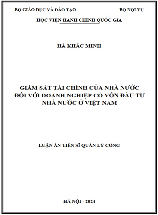 Luận án Giám sát tài chính của Nhà nước đối với doanh nghiệp có vốn đầu tư nhà nước ở Việt Nam