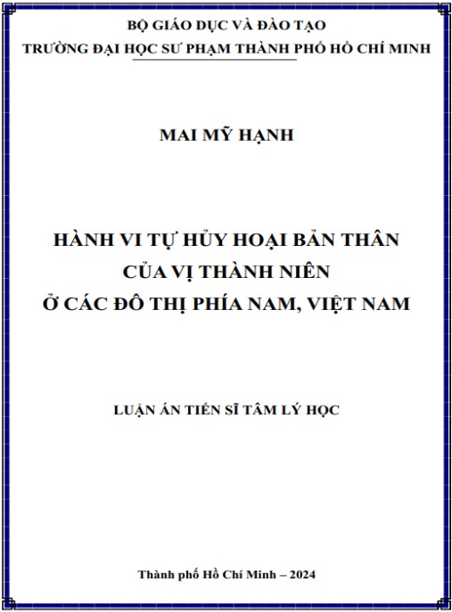 Luận án Hành vi tự hủy hoại bản thân của vị thành niên ở các đô thị phía Nam, Việt Nam