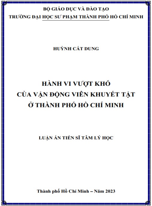 Luận án Hành vi vượt khó của vận động viên khuyết tật ở thành phố Hồ Chí Minh