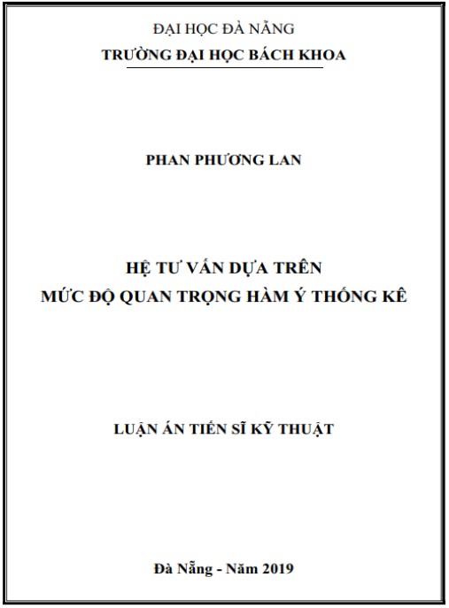 Luận án Hệ tư vấn dựa trên mức độ quan trọng hàm ý thống kê