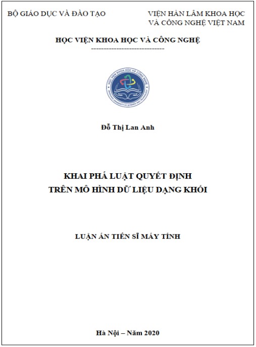 Luận án Khai phá luật quyết định trên mô hình dữ liệu dạng khối