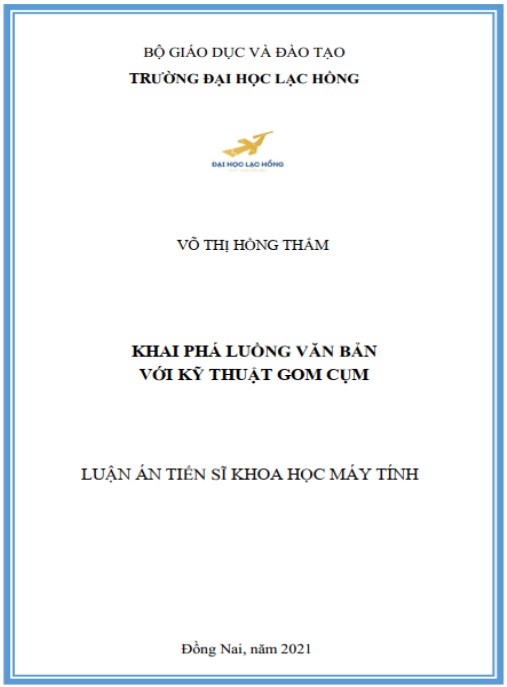 Luận án Khai phá luồng văn bản với kỹ thuật gom cụm