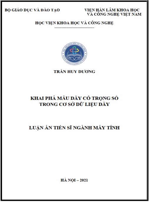 Luận án Khai phá mẫu dãy có trọng số trong Cơ sở dữ liệu Dãy