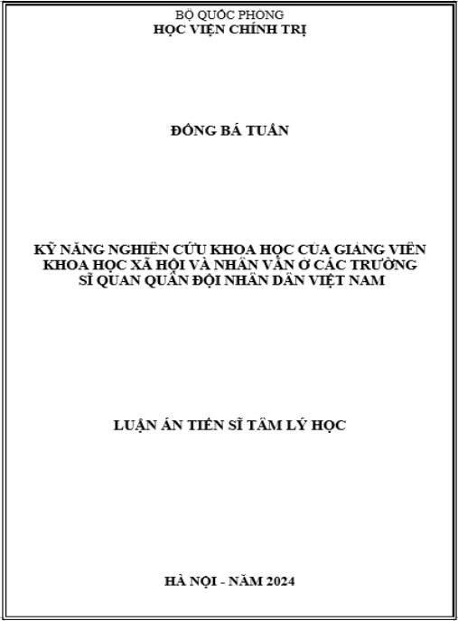 Luận án Kỹ năng nghiên cứu khoa học của giảng viên khoa học xã hội và nhân văn ở các trường sĩ quan Quân đội nhân dân Việt Nam