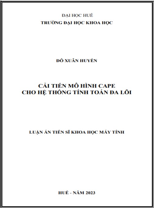 Luận án CẢI TIẾN MÔ HÌNH CAPE CHO HỆ THỐNG TÍNH TOÁN ĐA LÕI