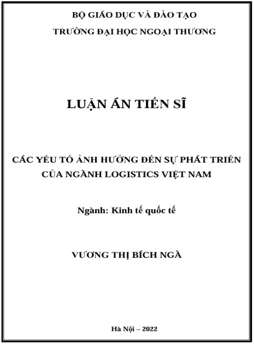 Luận án Các yếu tố ảnh hưởng đến sự phát triển của ngành Logistics Việt Nam