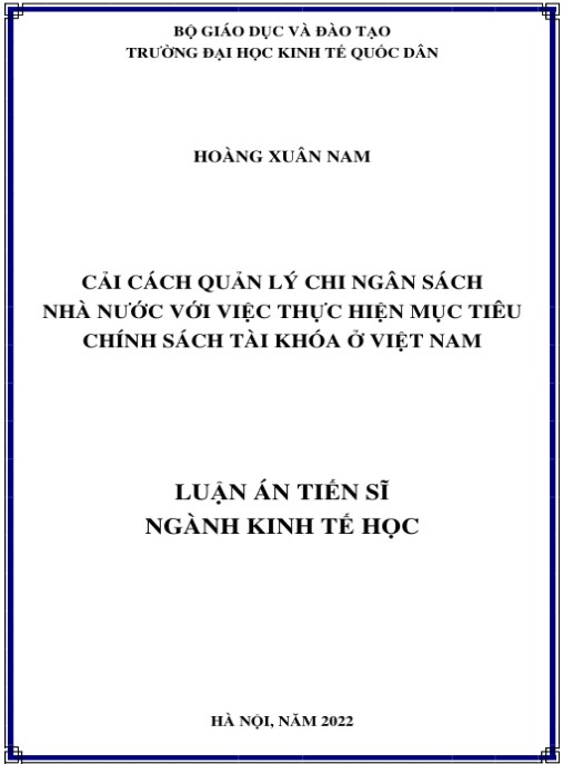 Luận án Cải cách quản lý chi ngân sách nhà nước với việc thực hiện mục tiêu chính sách tài khóa ở Việt Nam