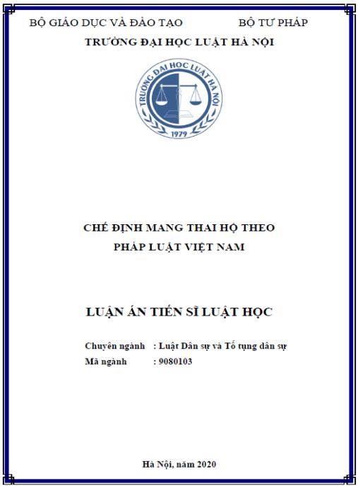Luận án Chế định mang thai hộ theo pháp luật Việt Nam