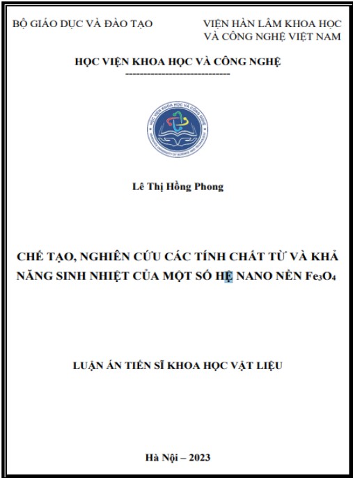 Luận án Chế tạo, nghiên cứu các tính chất từ và khả năng sinh nhiệt của một số hệ nano nền Fe3O4.