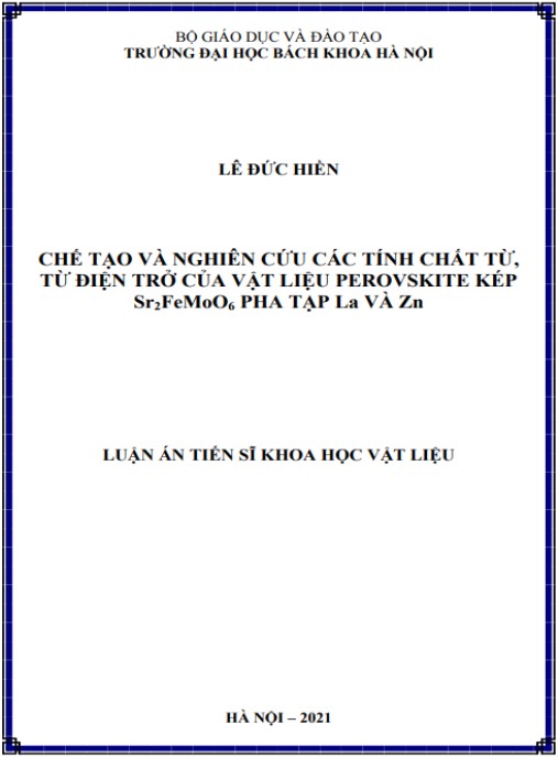 Luận án Chế tạo và nghiên cứu các tính chất từ, từ điện trở của vật liệu perovskite kép Sr2FeMoO6 pha tạp La và Zn
